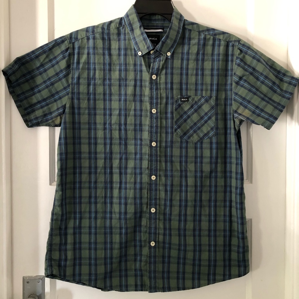 Boys RVCA button up collared short sleeve shirt
